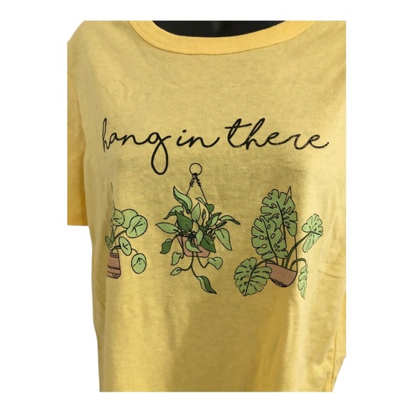 Yellow green plant and herbs hang in there graphic print t-shirt size small new - Picture 2 of 7